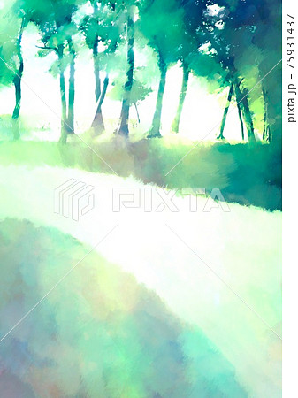 幻想的な緑の散歩道の風景画のイラスト素材 [75931437] - PIXTA