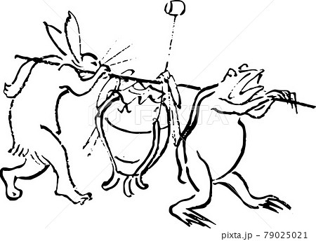 鳥獣戯画：水瓶を運ぶうさぎと蛙のイラスト素材 [79025021] - PIXTA