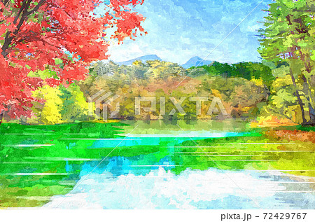 五色沼のイラスト素材 [72429767] - PIXTA