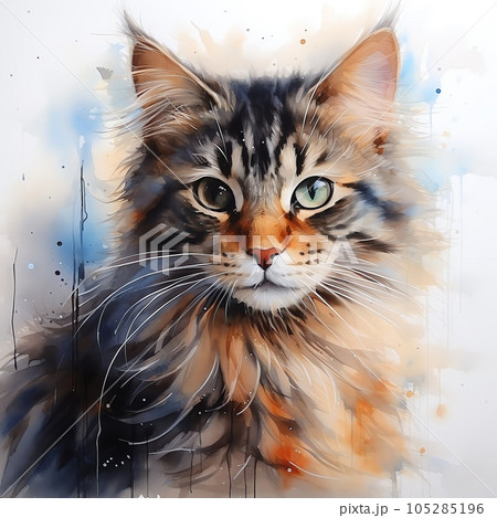 猫の水彩画 | cat watercolor Generative AIのイラスト素材 [105285196
