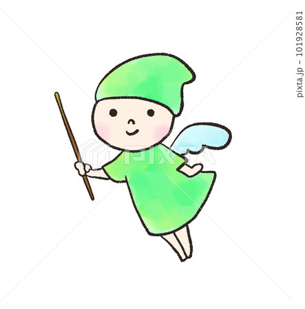 緑の服を着た妖精の手描きイラストのイラスト素材 [101928581] - PIXTA
