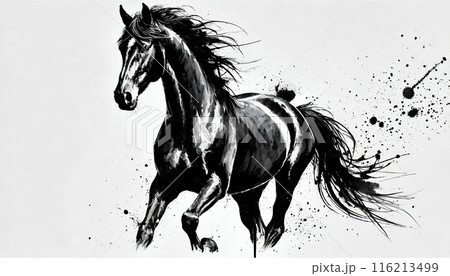 水墨画風の馬のイラスト素材 [116213499] - PIXTA