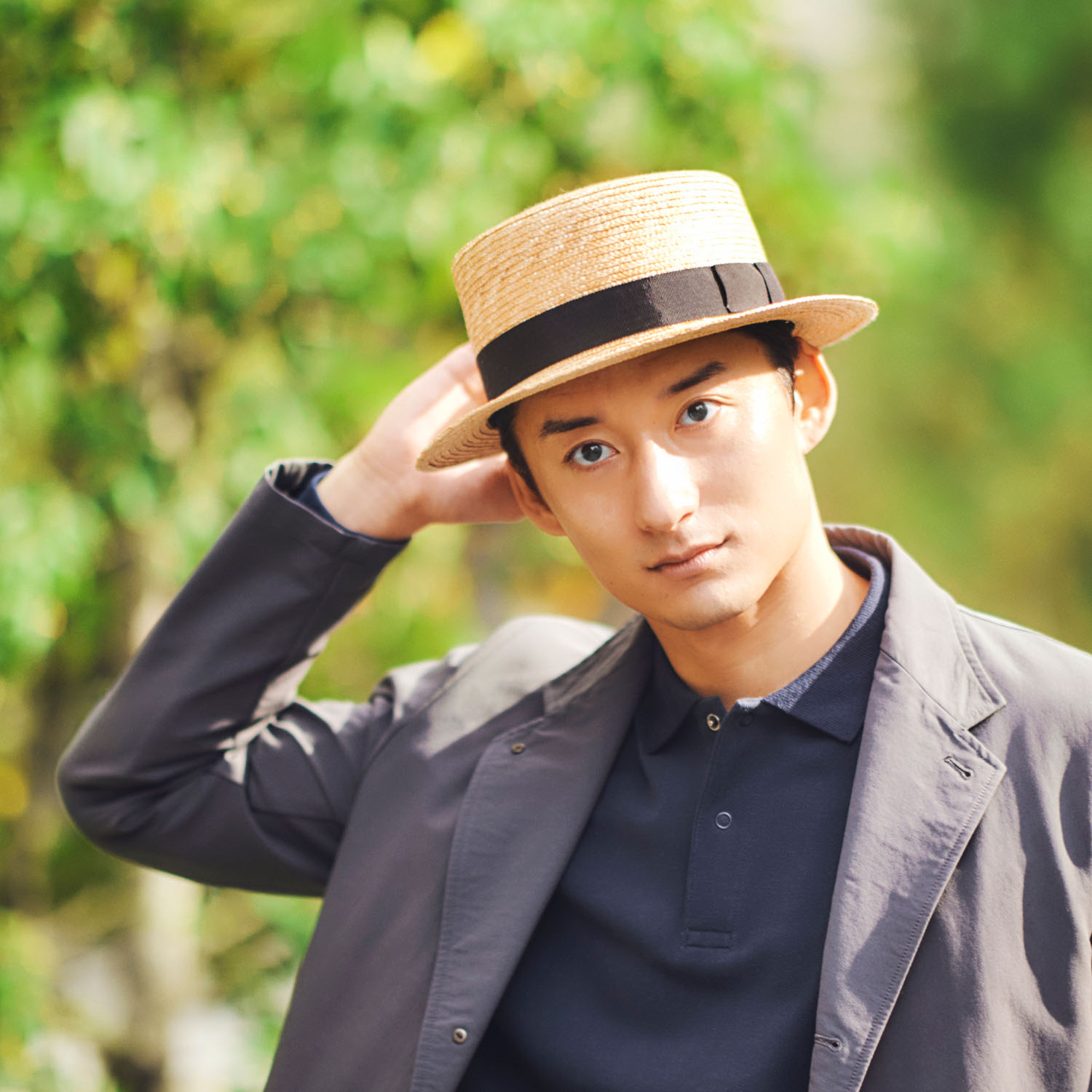 田中帽子店Marin/h（マラン・オム）紳士用カンカン帽子（グログラン