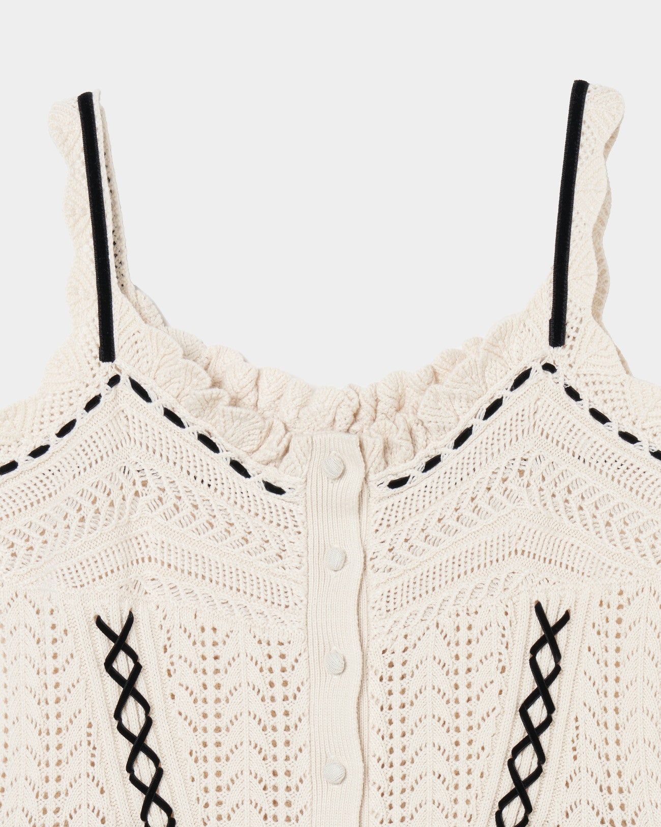 lace up ribbon knit camisole Ivory【stock】 – tanakadaisuke