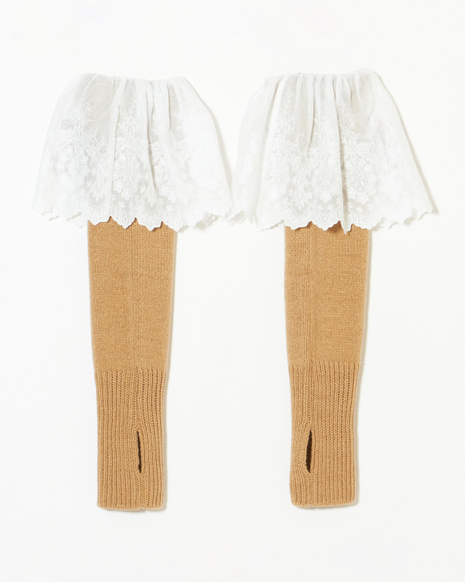 tanakadaisuke red LOVE arm warmer beige