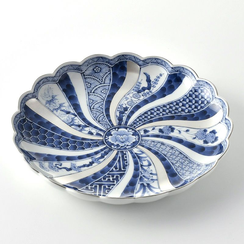 藍青シリーズ 【波佐見焼】銀彩祥瑞 プレート 245〈1枚〉 |皿や鉢など