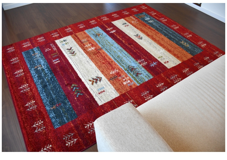 ギャッベ ラグ おしゃれ 3畳 160×230 カーペット 絨毯 じゅうたん 防炎