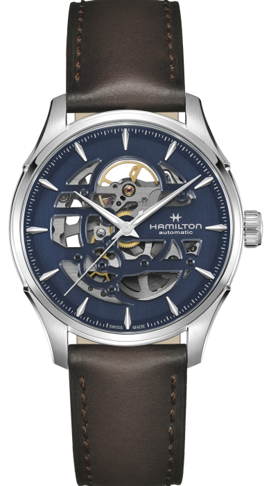 国内正規品ハミルトン ジャズマスタースケルトンオート Deep Blue 革