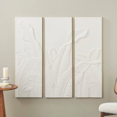 Olivia & May Set of 3 Wood Leaf Dimensional Relief Wall Decors