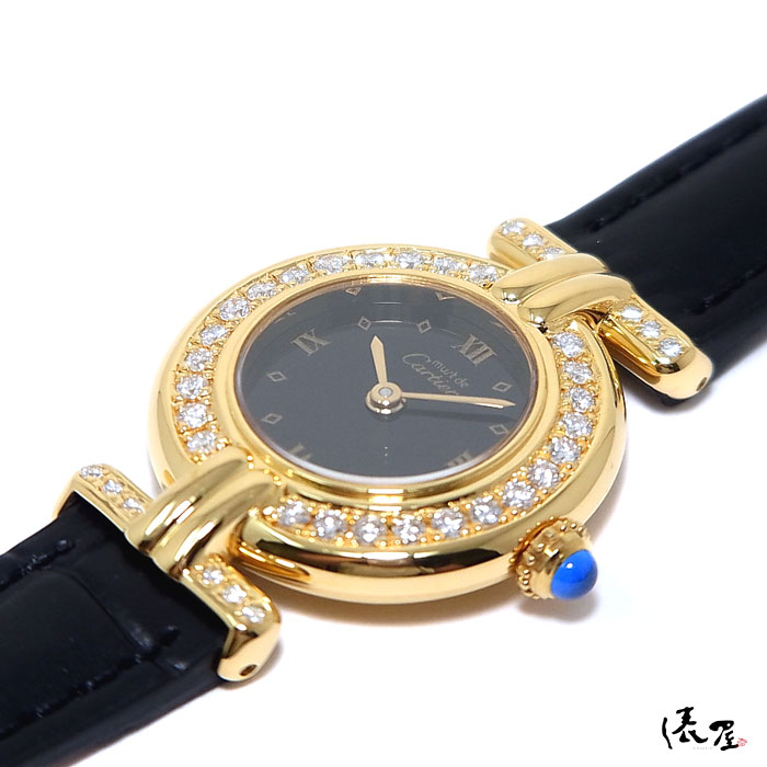 Cartier マストコリゼ 腕時計 クオーツ ブラック文字盤 電池未交換 美