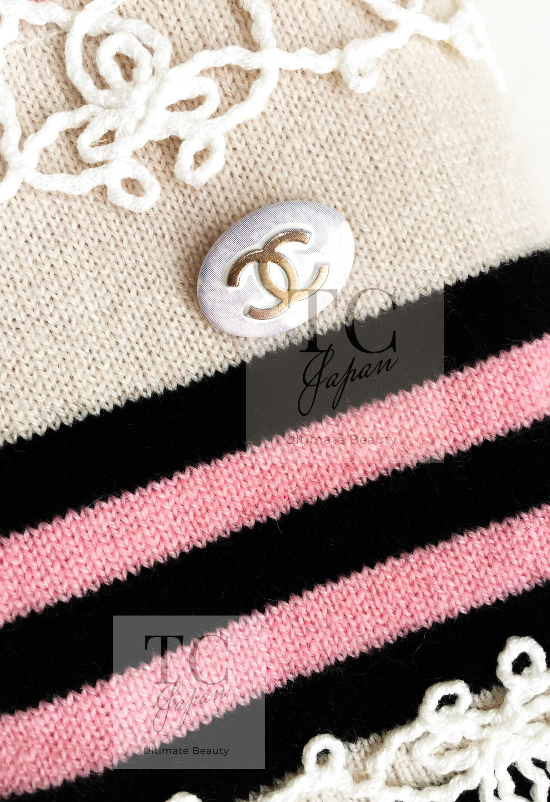 シャネル ワンピース CHANEL ピンク ブラック ストライプ ボーダー