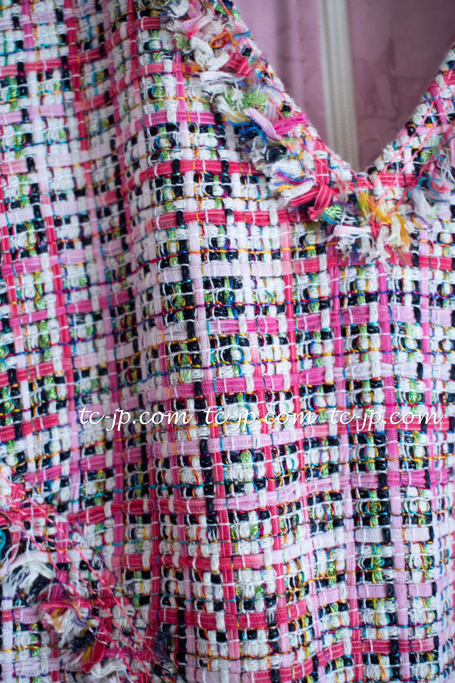 シャネル ワンピース CHANEL ピンク マルチカラー コットン ツイード