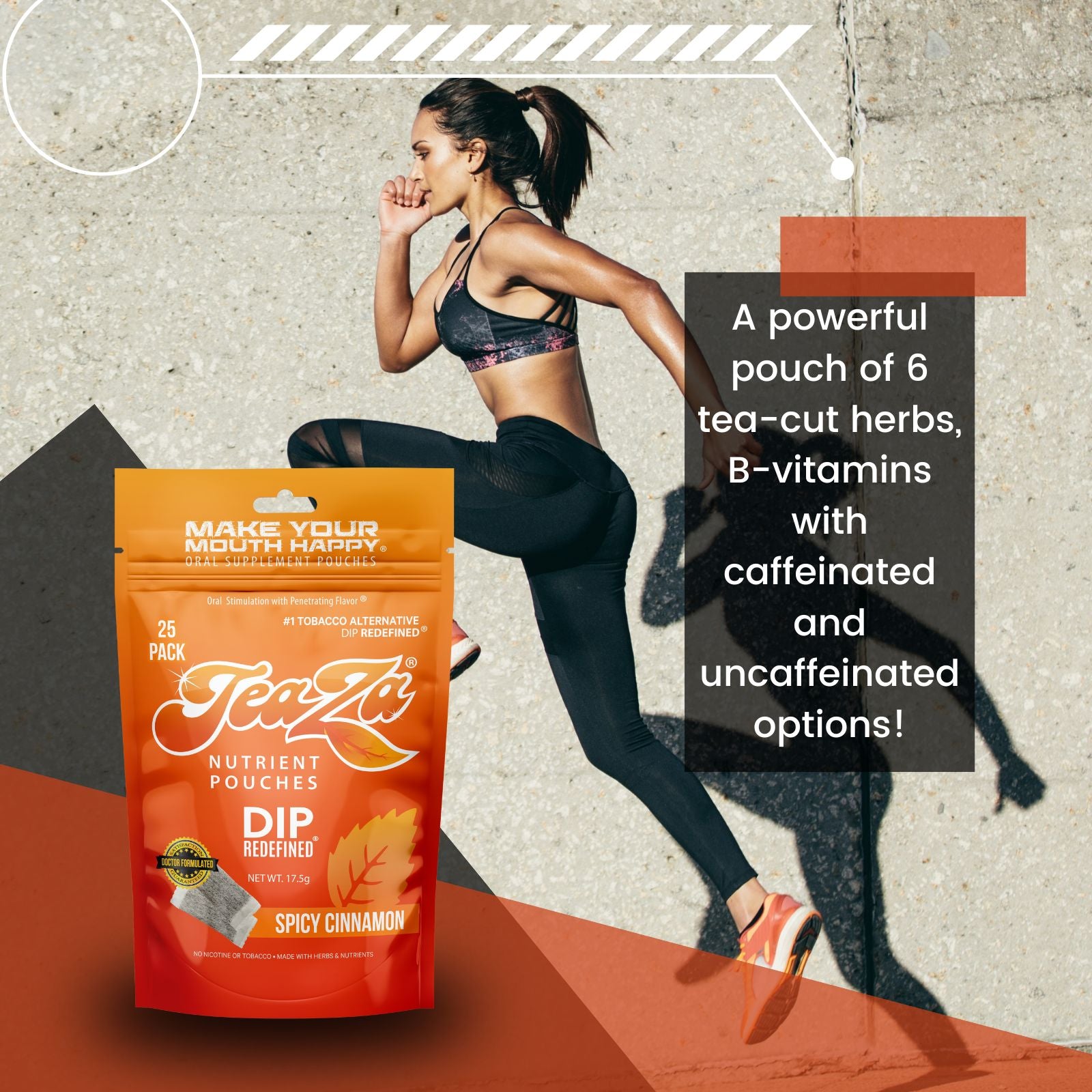 TeaZa Cinnamon Energy – Nicotine-Free Herbal Pouches, 25 Count