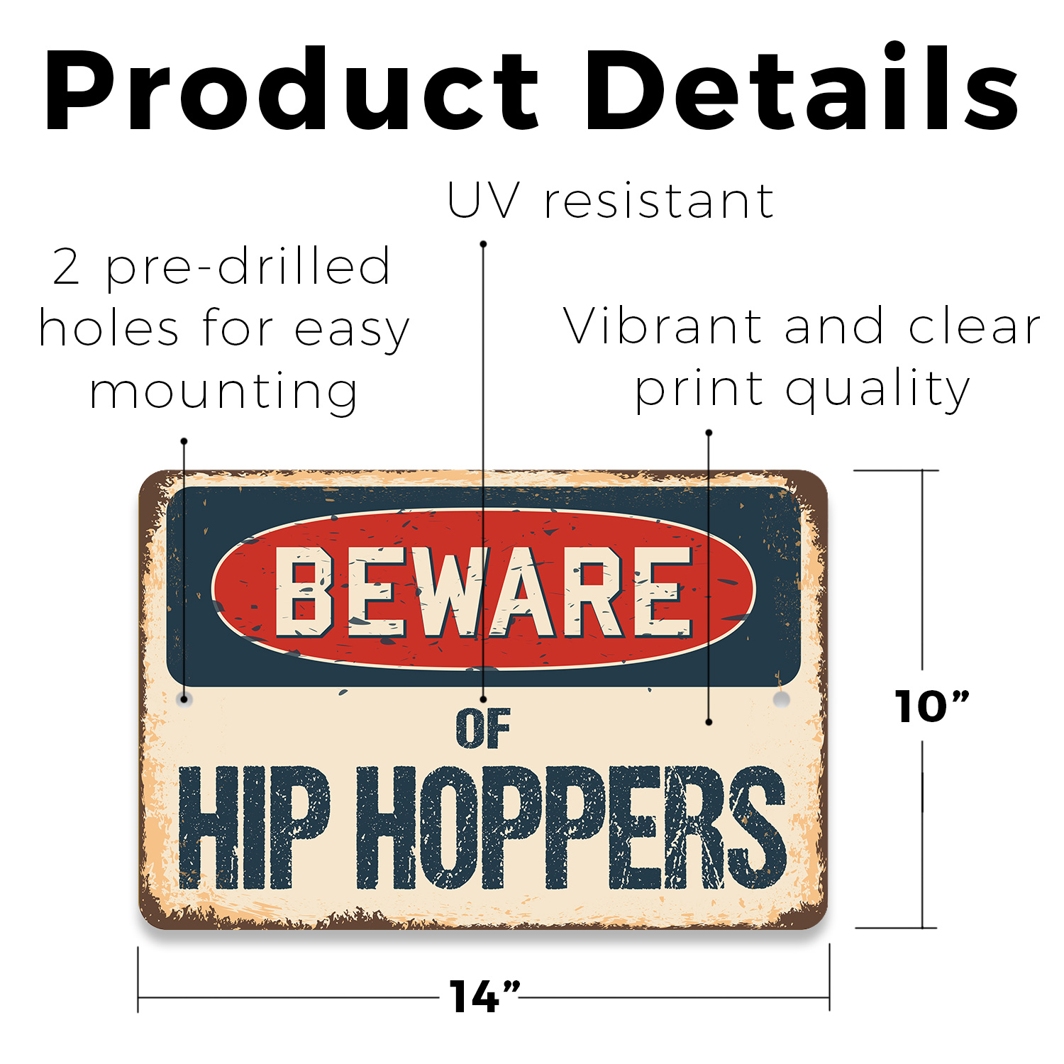 Hip Hop (3 Pack) Plastic Street Sign Crossing Warning Vintage