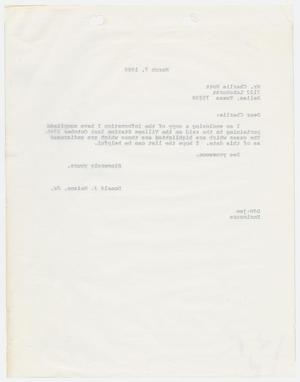 Carbon copy of letter from Maison to Charlie Hott - March 7, 1980