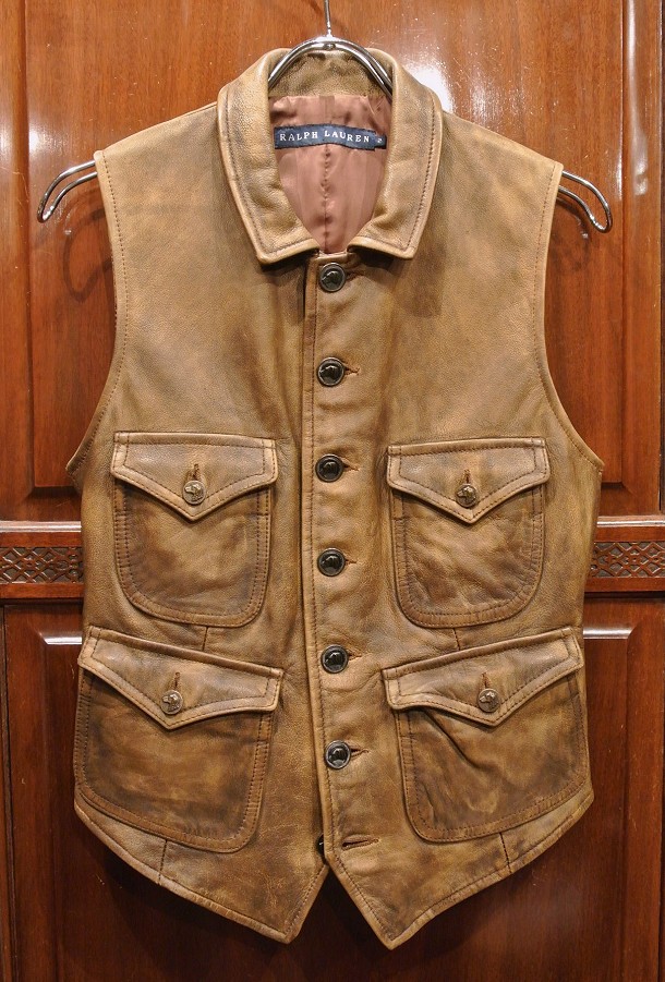 EXCELLENT USED ラルフローレン レザーベスト WOMEN'S (2) ウィメンズ