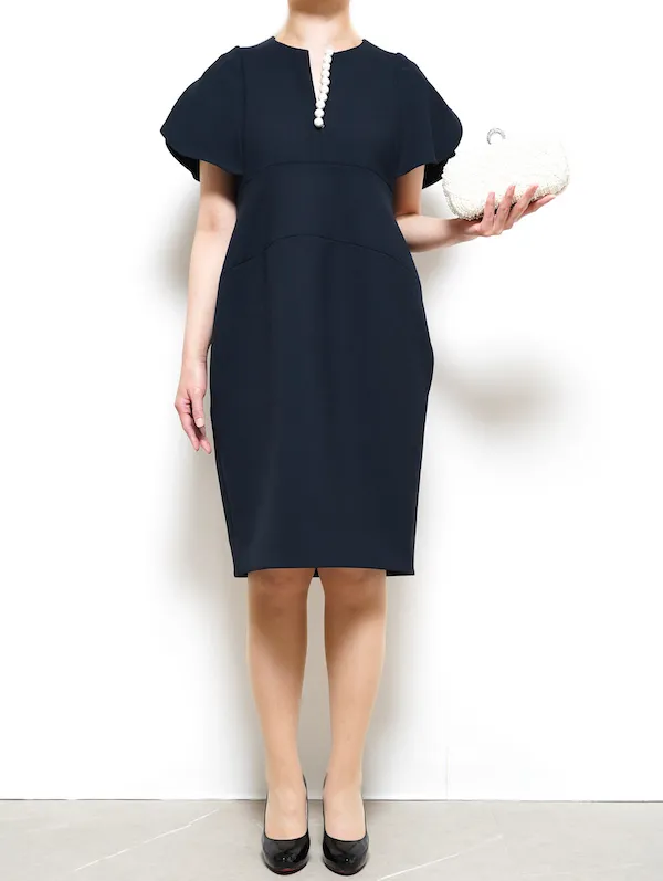 YOKO CHAN（ヨーコチャン） フレアスリーブパールスリットラインドレス