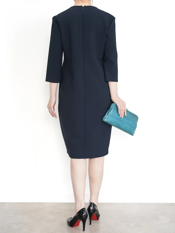 YOKO CHAN（ヨーコチャン） ロングスリーブパールドレス（ネイビー