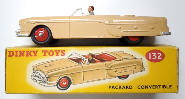 1957 Dinky Toys #132 Tan Packard Convertible: Mint in the Box