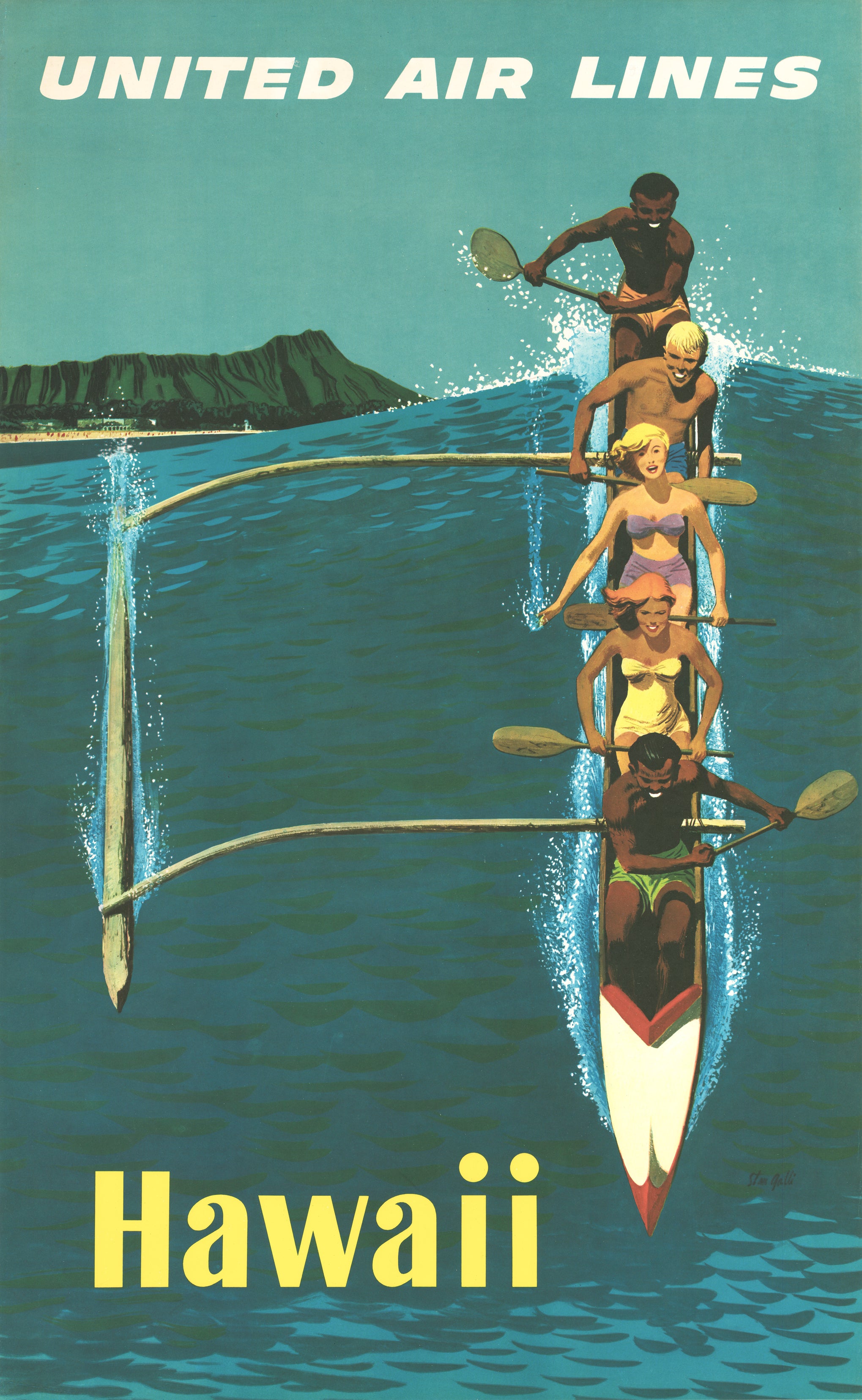 Vintage Travel Poster I Hawaii: United Airlines by: Stan Galli