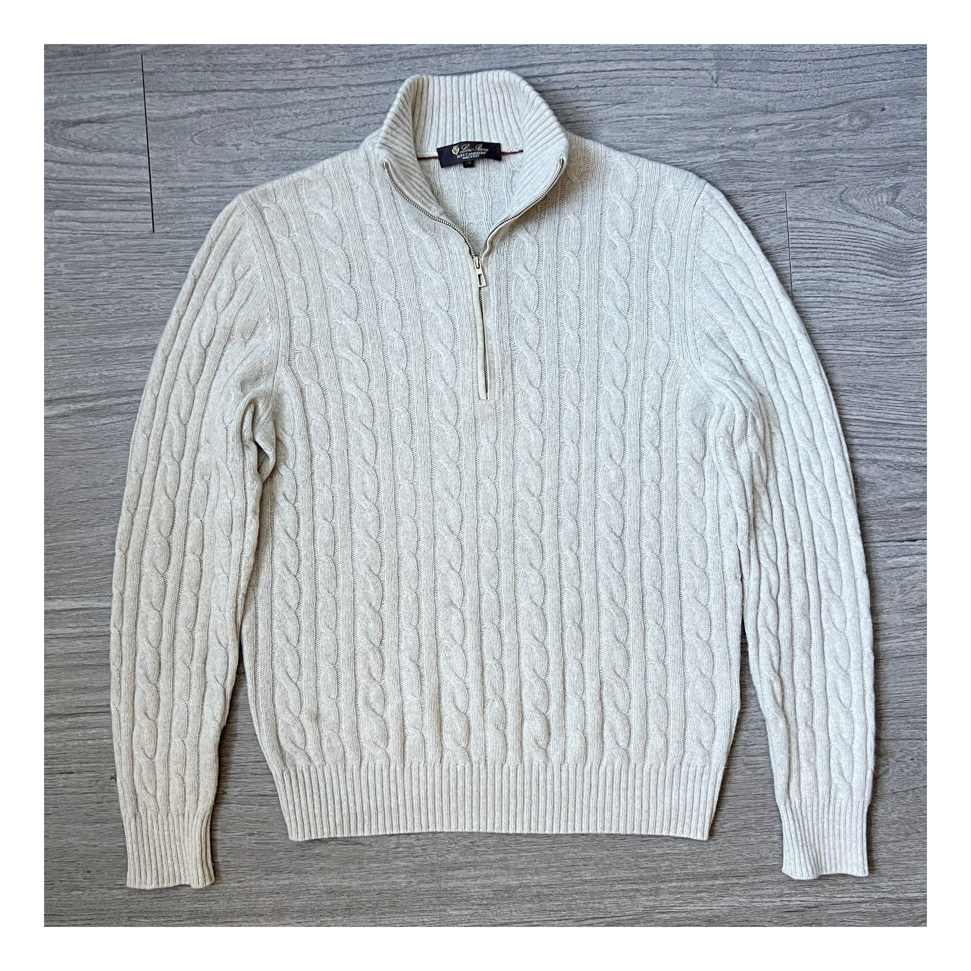 Loro Piana Baby Cashmere Cable-Knit 1/4 Zip Sweater – The Cashmere