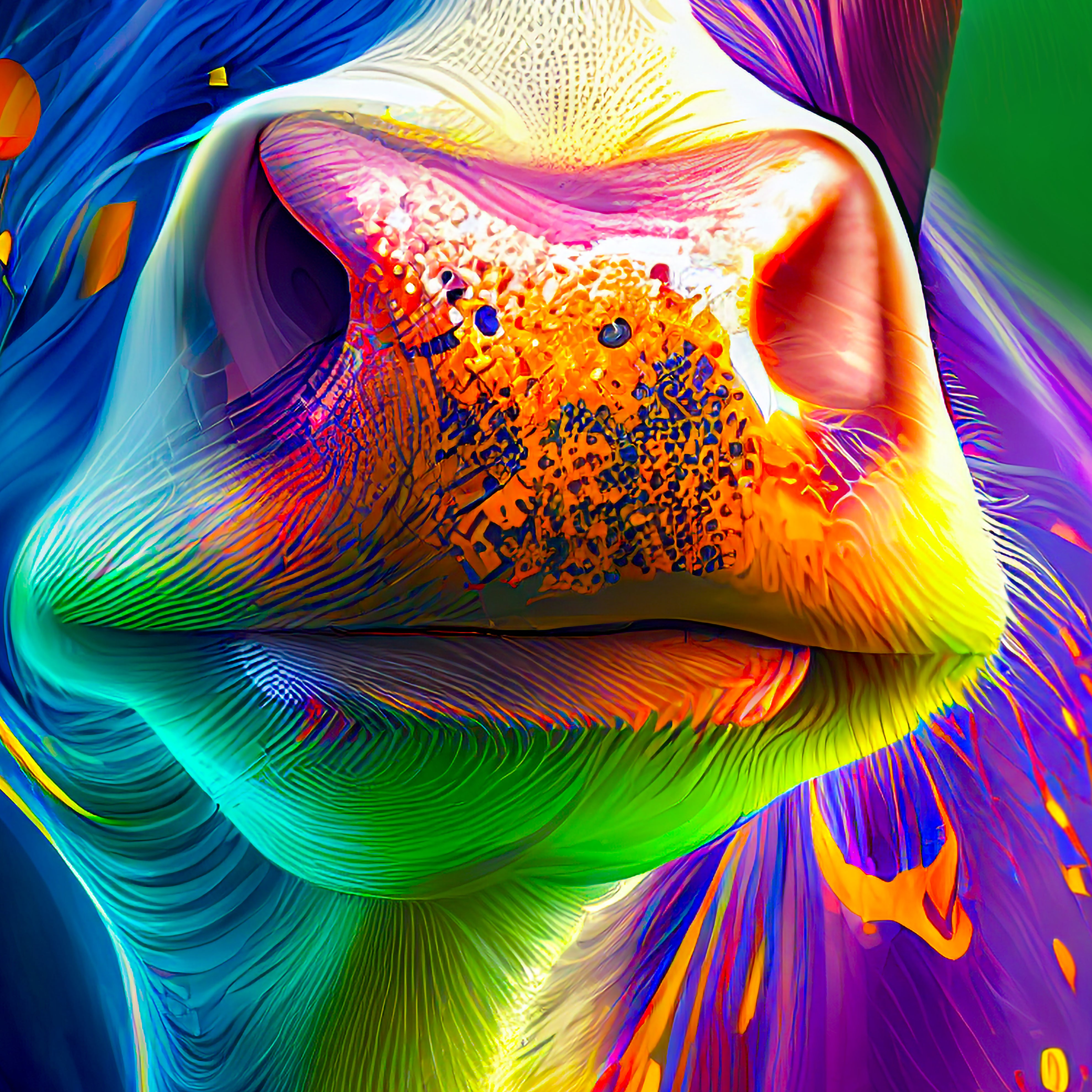 Colorful Cow Canvas Art Print: Maximalist Farmhouse Decor