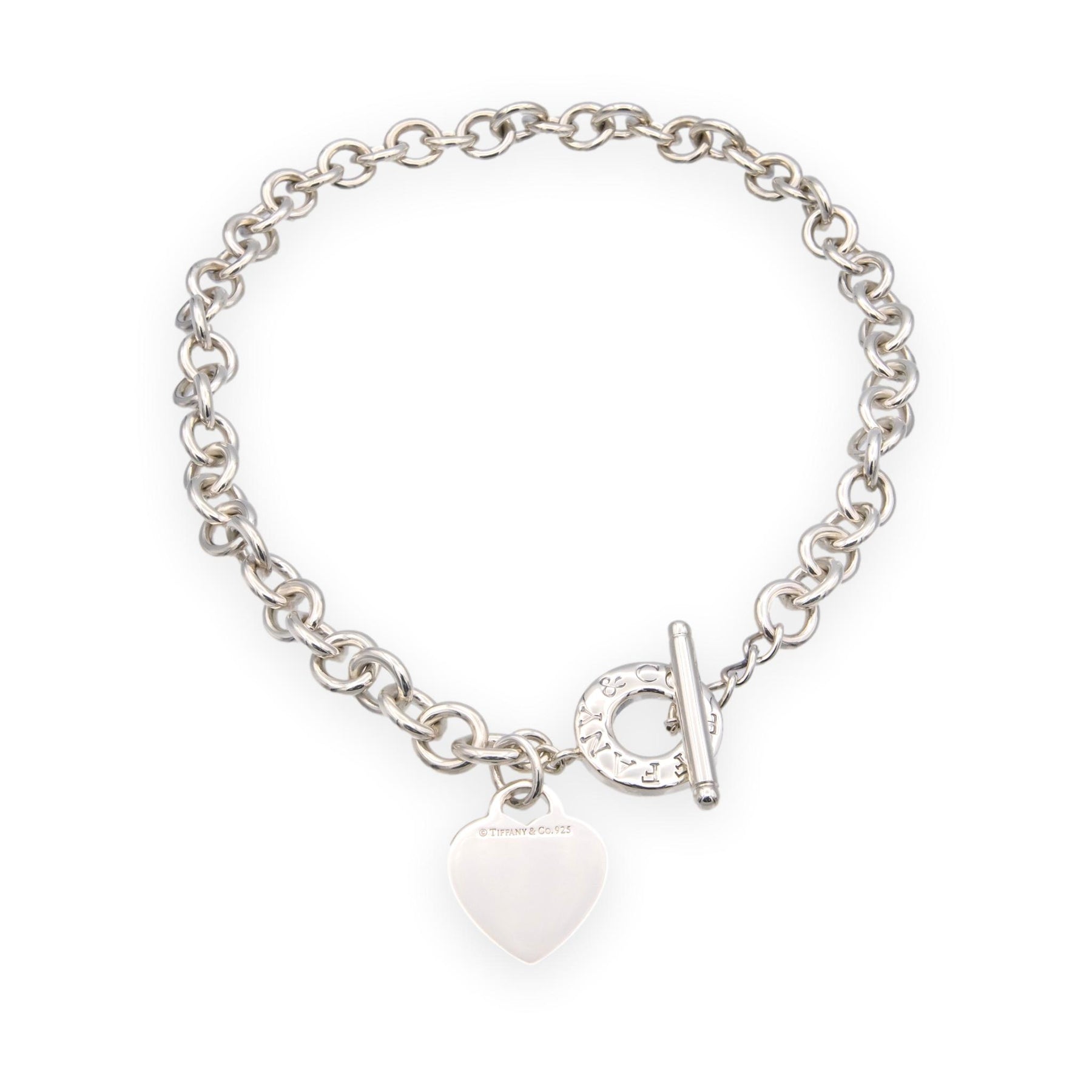 Tiffany & Co. Sterling Silver Heart Tag Charm Large Link Necklace