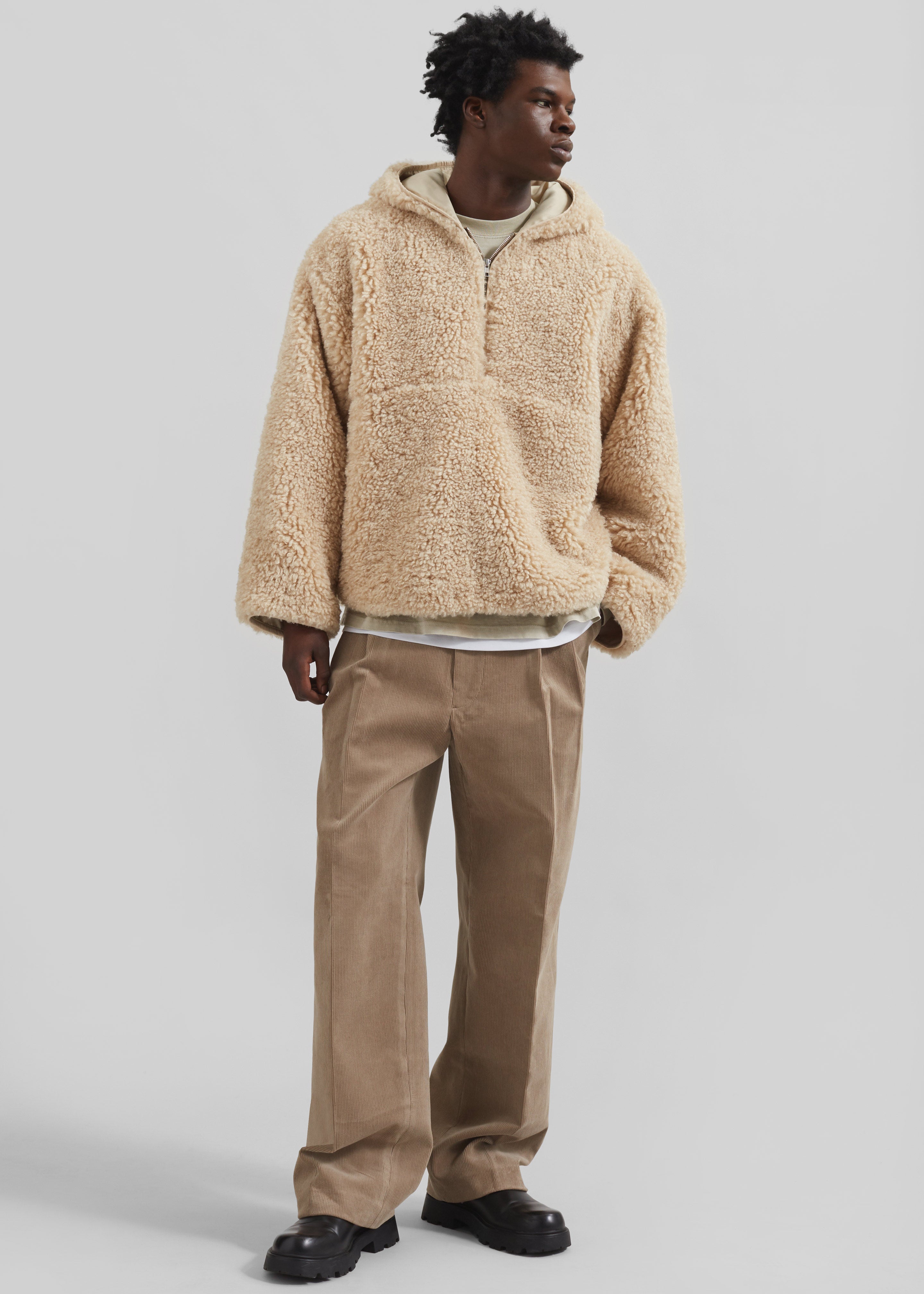 Haworth Faux Shearling Hoodie - Cream – The Frankie Shop