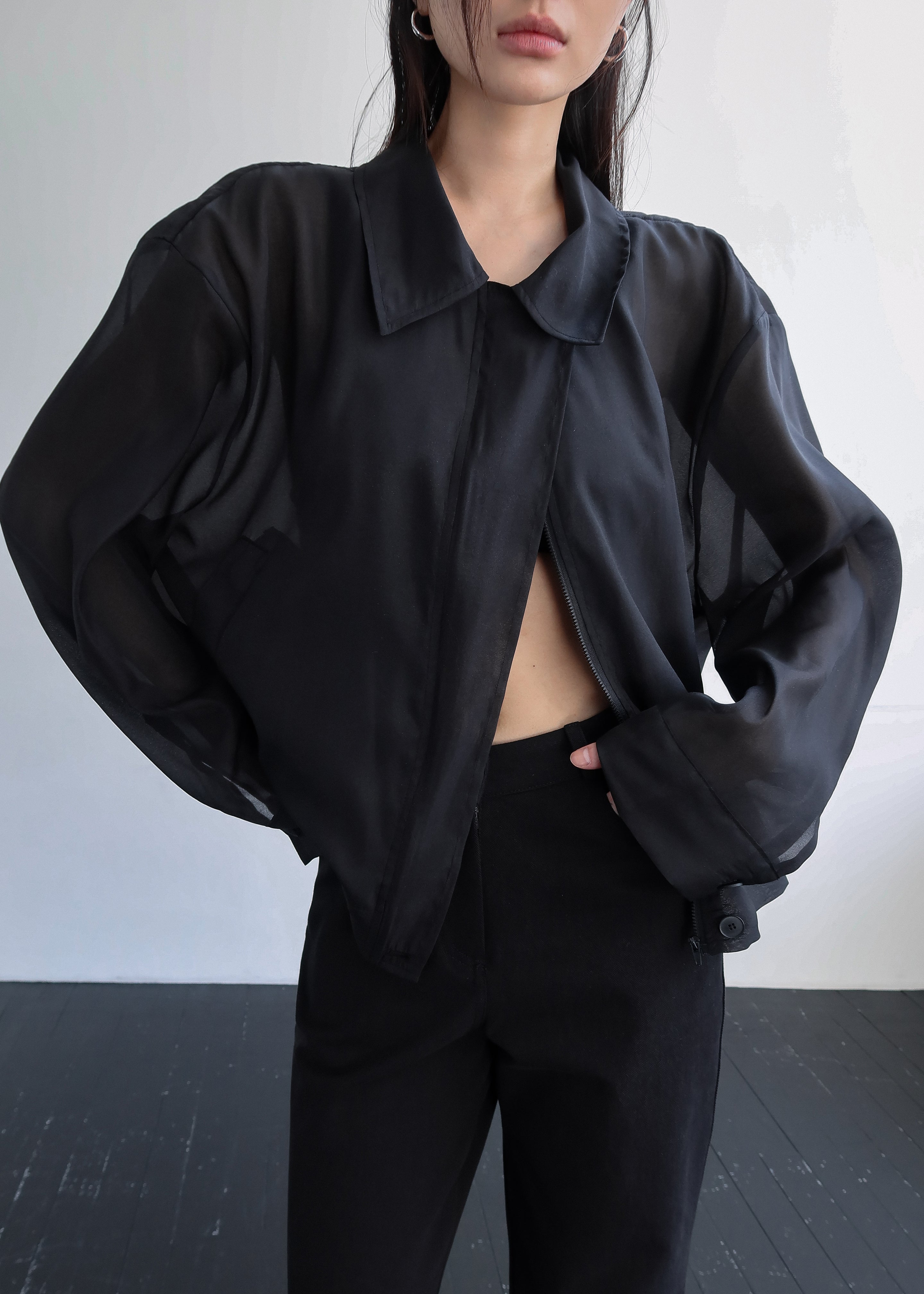 Soller Sheer Jacket - Black – The Frankie Shop
