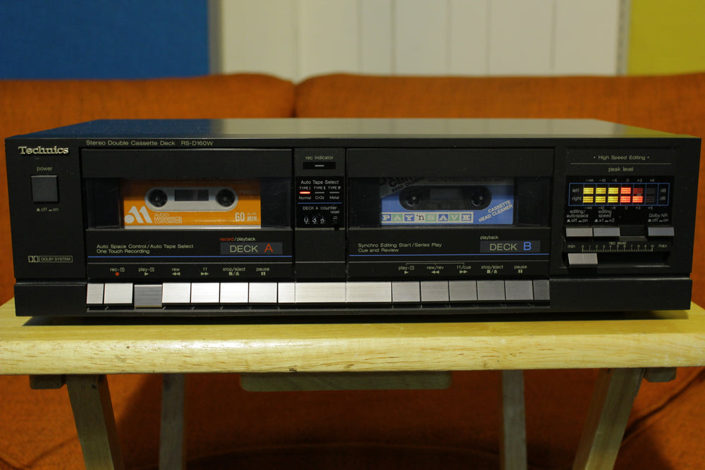 Technics RS-D160W Dual Cassette Deck High Speed Editing Dolby NR