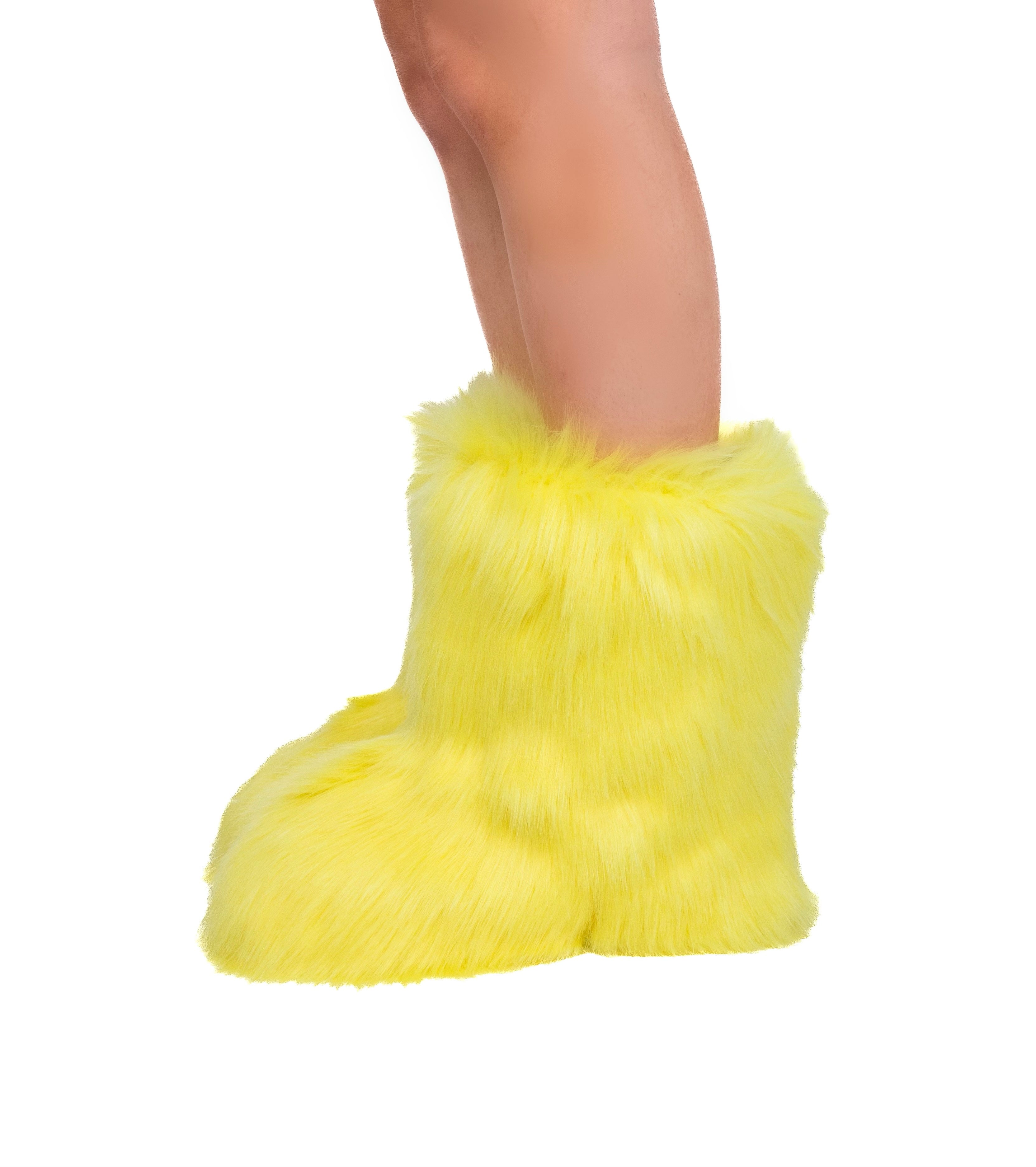 Yellow Fuzzy Boots – THE LUMI SHOP