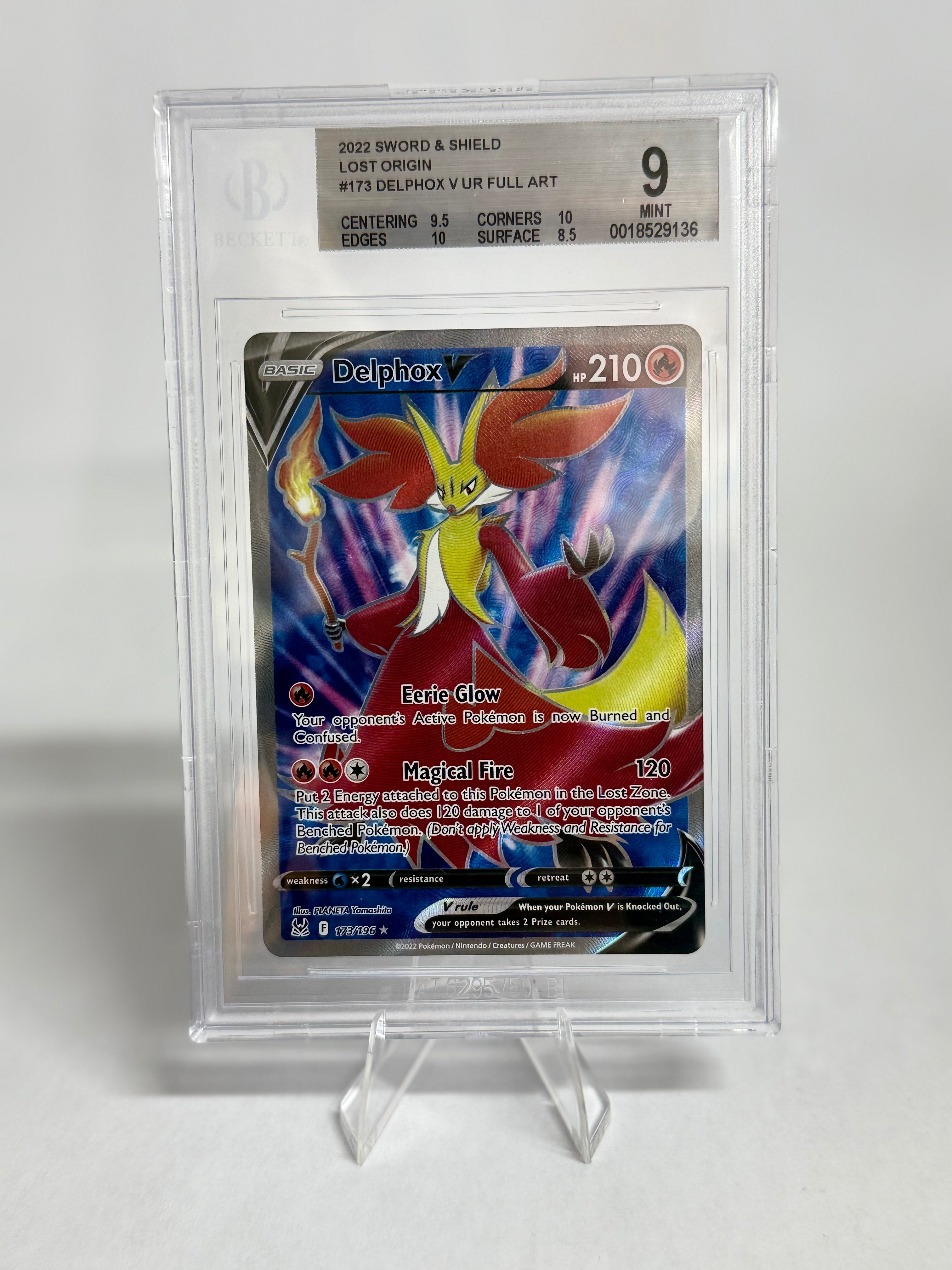 BGS 9 | Delphox V Full Art Lost Origin – Lucky Pups Claw Arcade