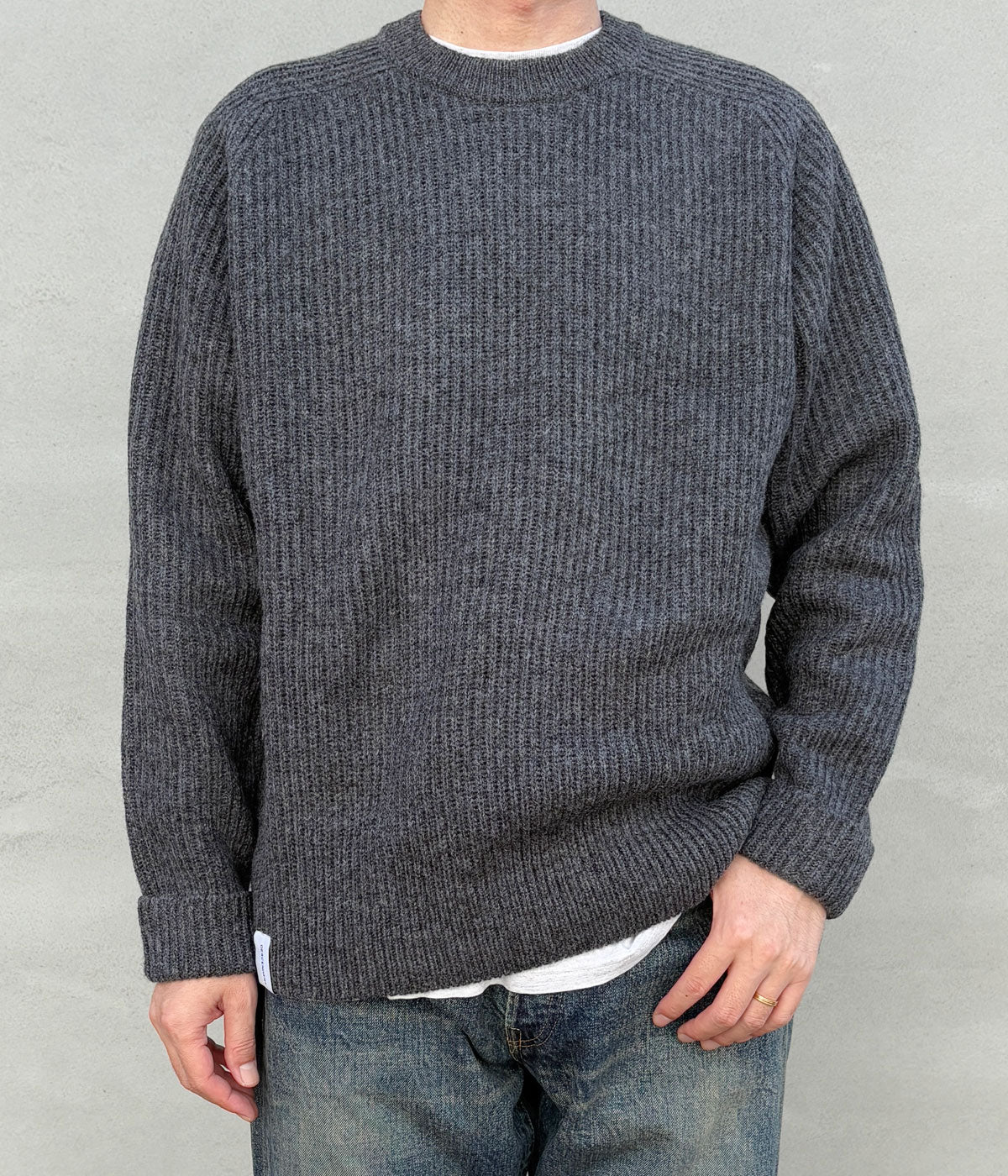 DESCENDANT/CLAM CREW NECK KNIT (GRAY)