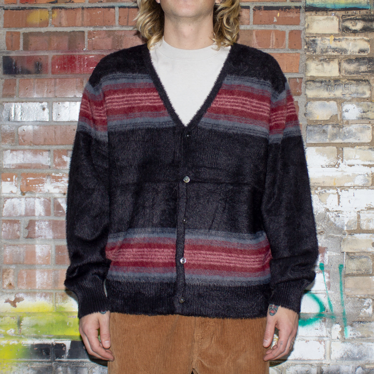 Stripe Shaggy Cardigan – Premier