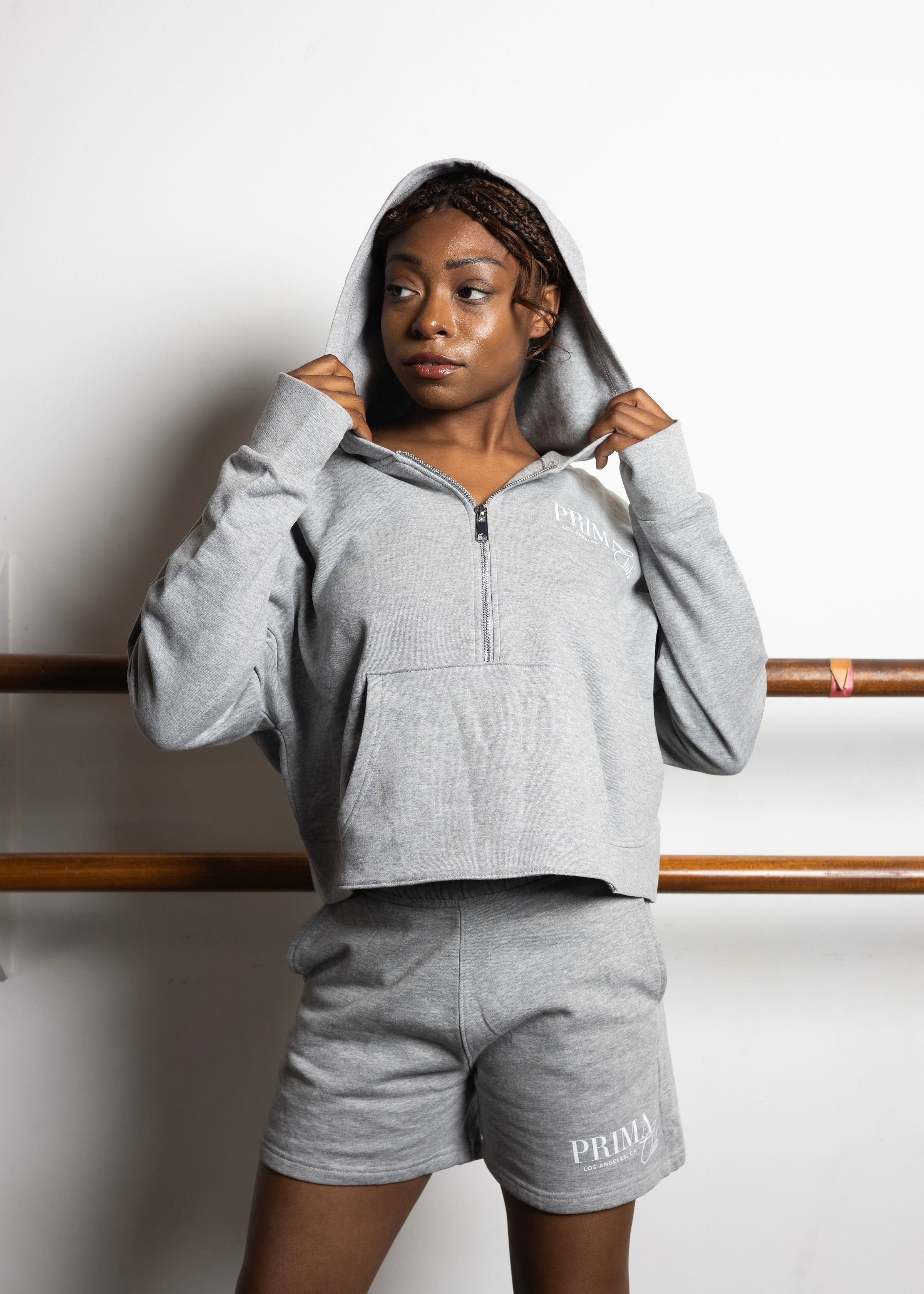 grey cropped zipup sweatshirt – The Prima Club
