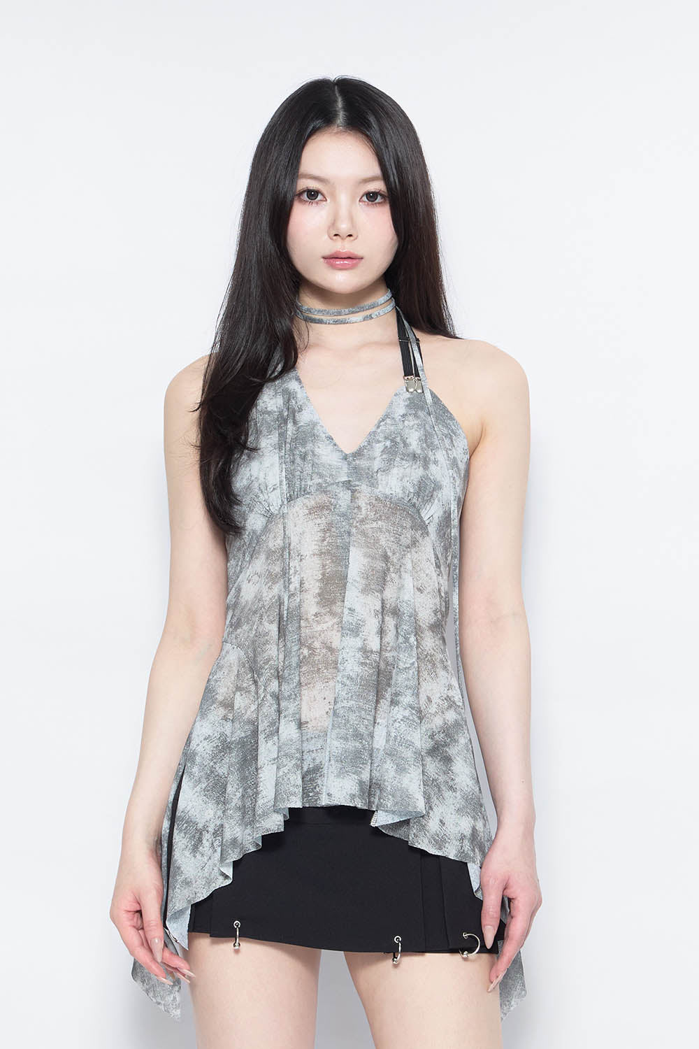 THEREDTHREAD / ザレッドスレッド】S clip halter tops flare