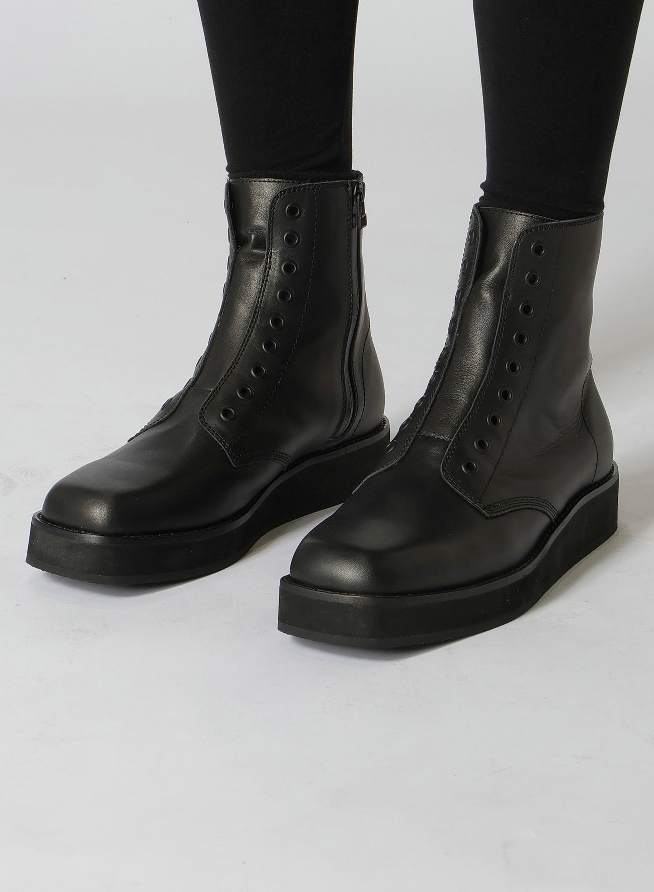 MAT OIL LEATHER SQUARE TOE ZIP BOOTS – THE SHOP YOHJI YAMAMOTO