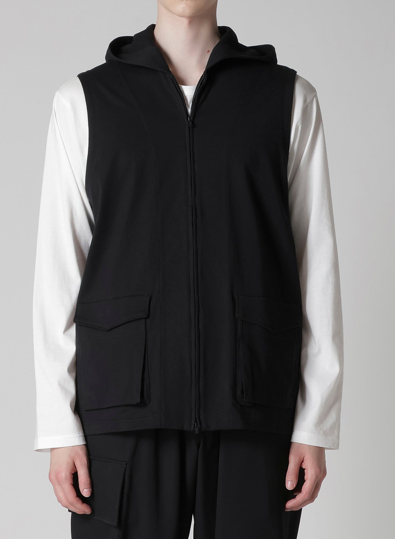 HIGH DENSITY JERSEY HOODED ZIP VEST – THE SHOP YOHJI YAMAMOTO