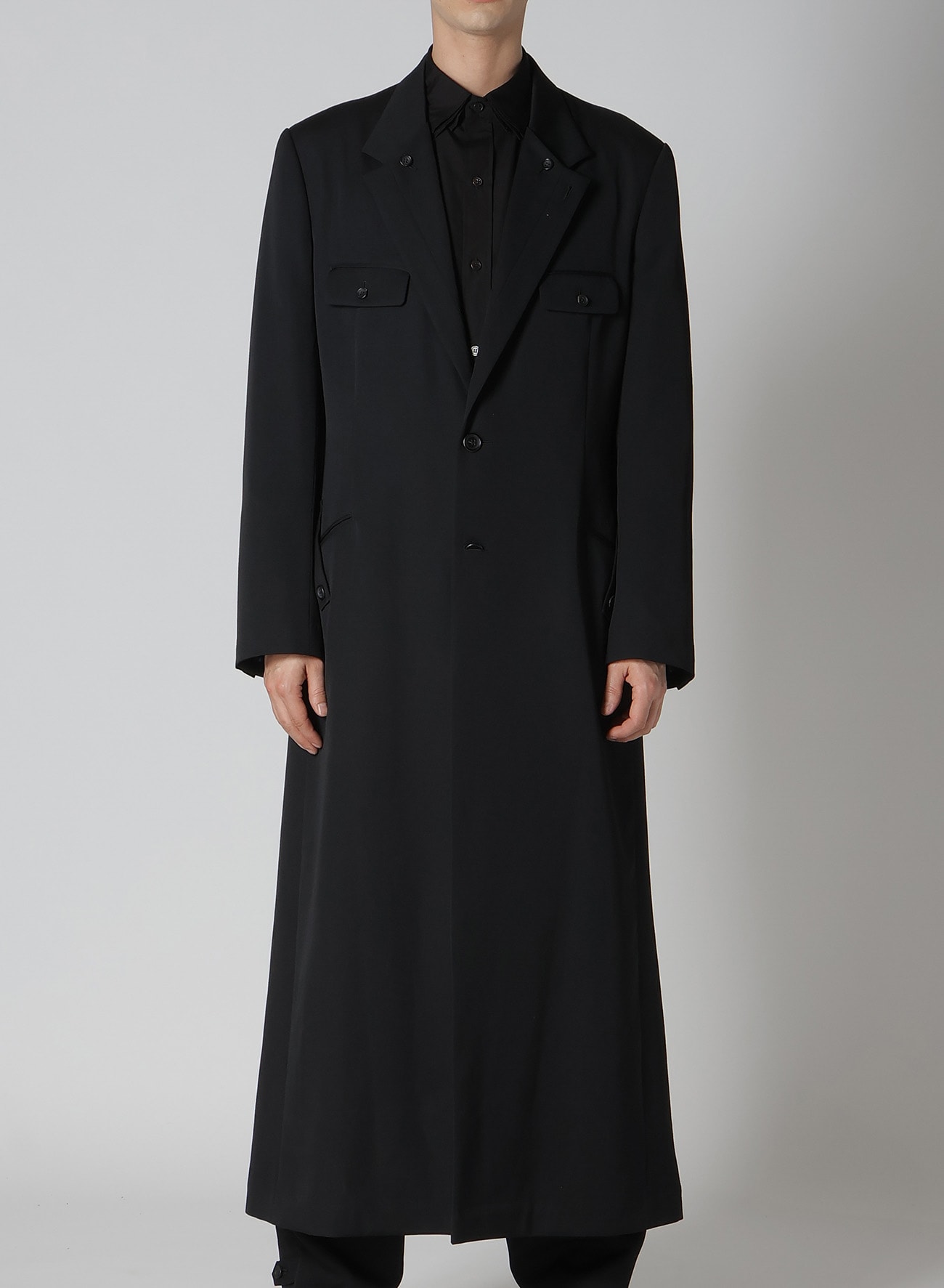 WOOL GABARDINE COLLAR BUTTON JACKET(S Black): Soldes｜THE SHOP