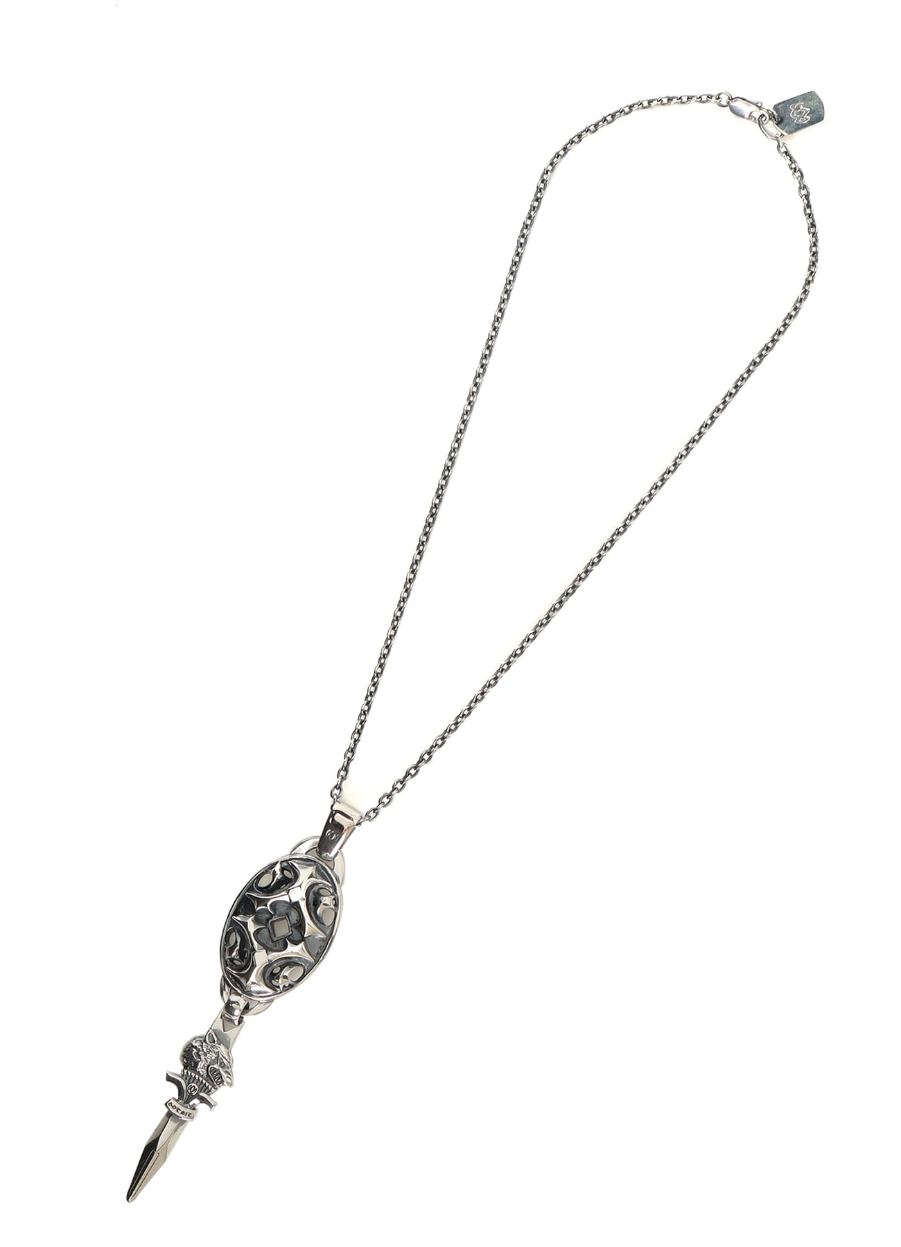 SILVER950 YY OVAL WOLF DAGGER PENDANT(FREE SIZE Silver): GOTHIC