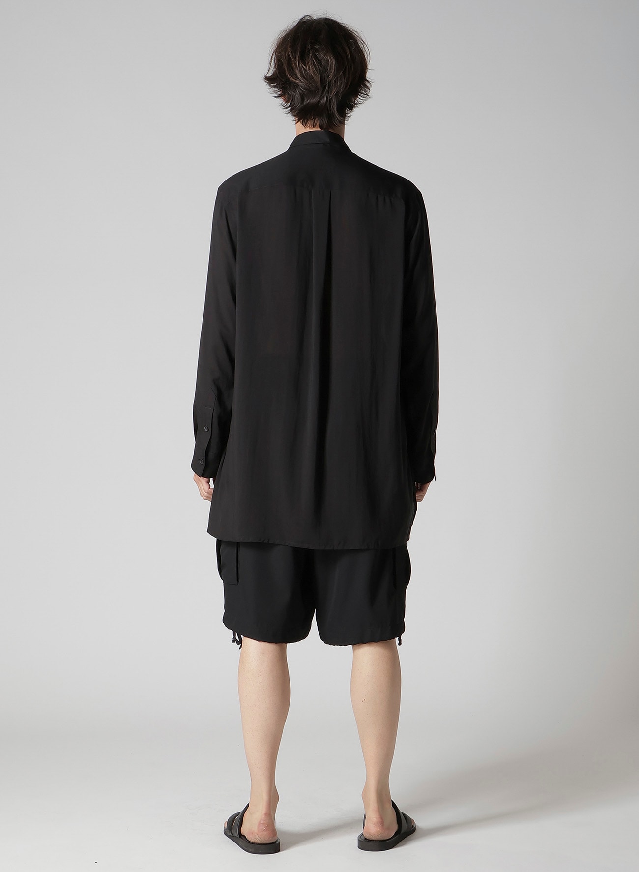 CELLULOSE LAWN STANDARD BIG SHIRT(S Black): Yohji Yamamoto POUR