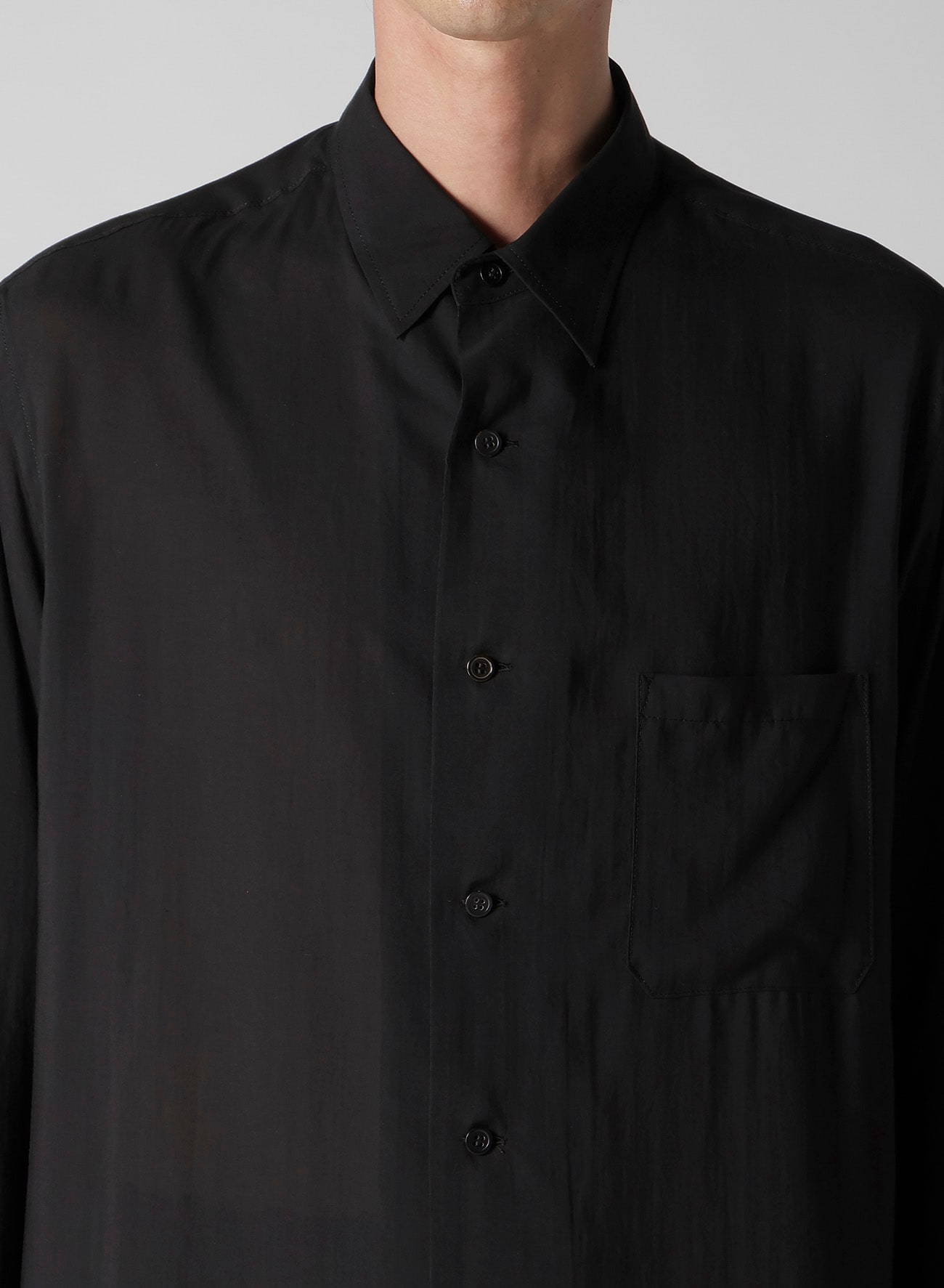 CELLULOSE LAWN STANDARD BIG SHIRT(S Black): Yohji Yamamoto POUR