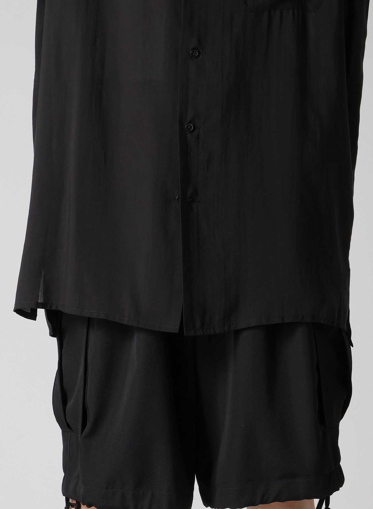 CELLULOSE LAWN STANDARD BIG SHIRT(S Black): Yohji Yamamoto POUR