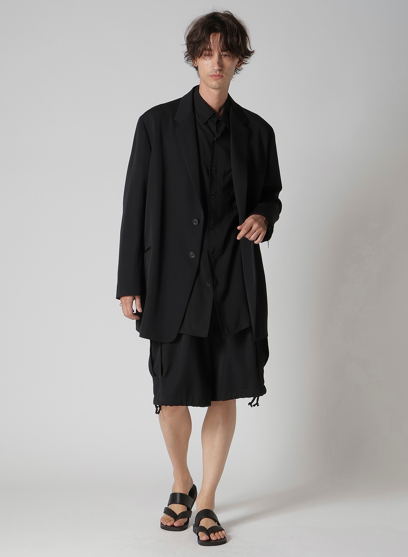 CELLULOSE LAWN STANDARD BIG SHIRT(S Black): Yohji Yamamoto POUR