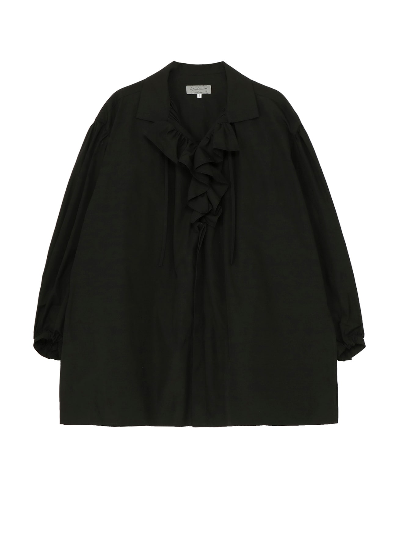 COTTON BROAD FRILLED GATHER BLOUSE(S Black): Yohji Yamamoto POUR