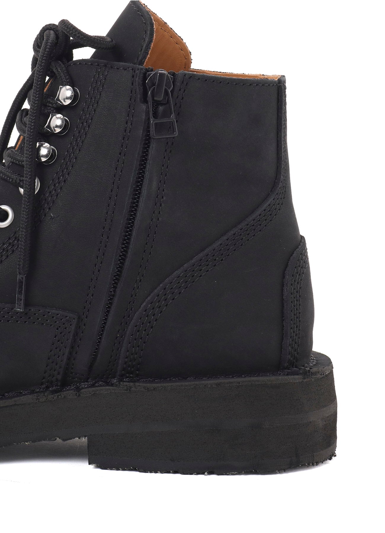 MAT SMOOTH LEATHER ZIP BIKER BOOTS(25 Black): Yohji Yamamoto POUR