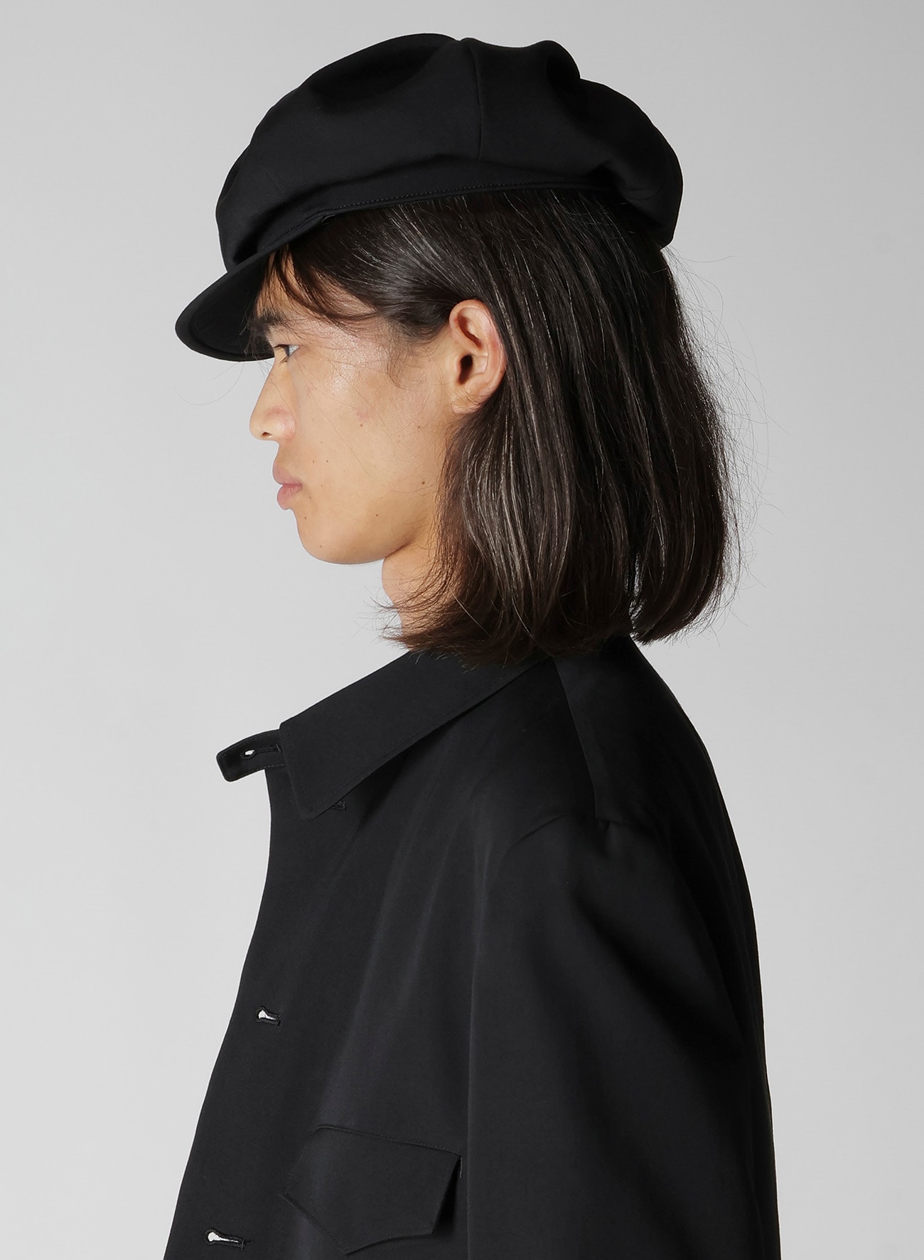 WOOL GABARDINE TUCK CASQUETTE(M Black): Yohji Yamamoto POUR HOMME
