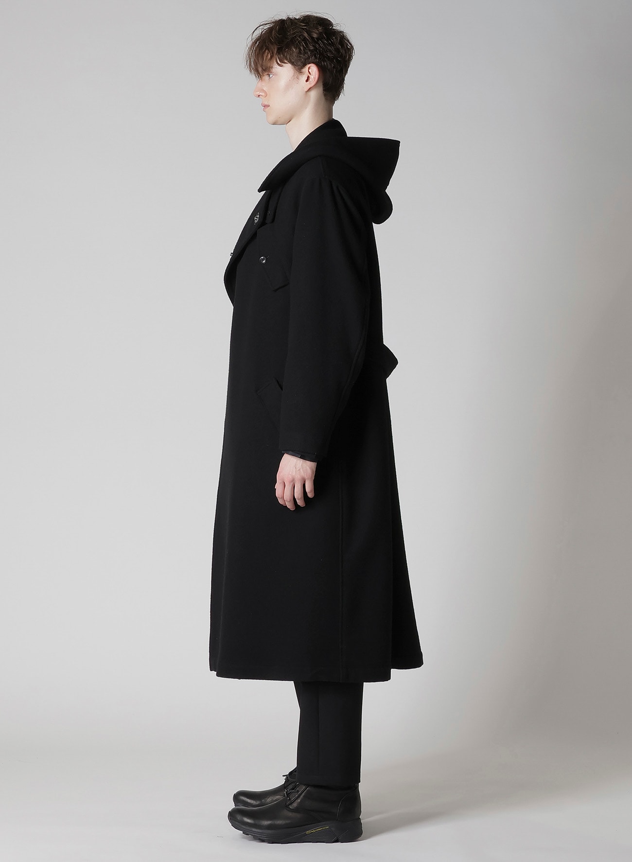 AIRY MOSSER HOODED COAT(XS Black): Yohji Yamamoto POUR HOMME｜THE