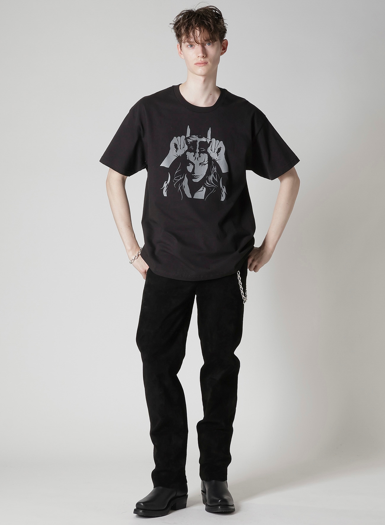 Y's for men × MASSES】COTTON SINGLE PRINT ROUND NECK SHORT SLEEVE