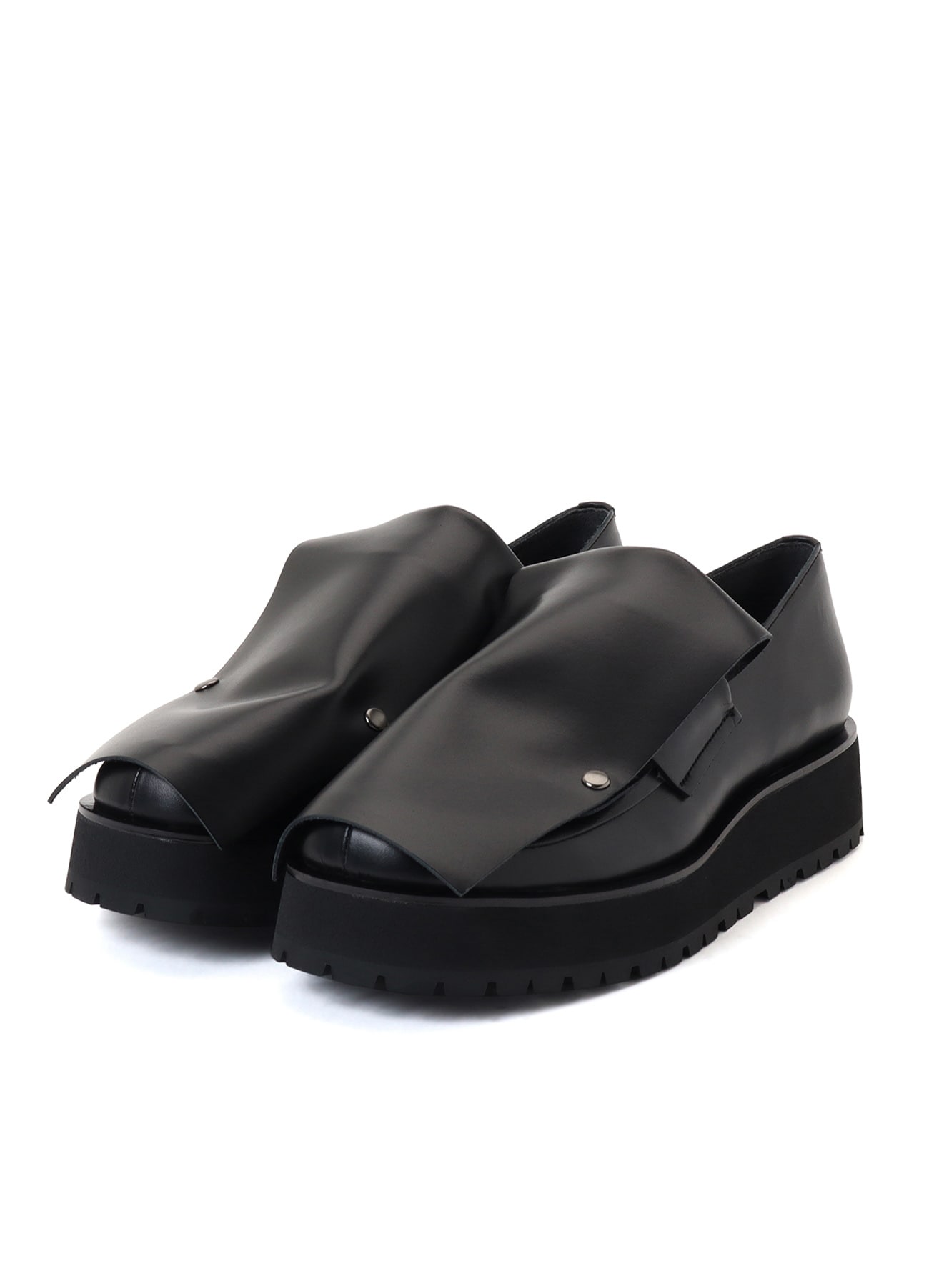 SEMI GLOSS LEATHER 2 WAY LOAFERS(23 Black): Y's｜THE SHOP YOHJI